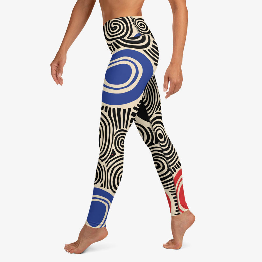 Printed Leggings "Vertigo" Black/Blue/Red