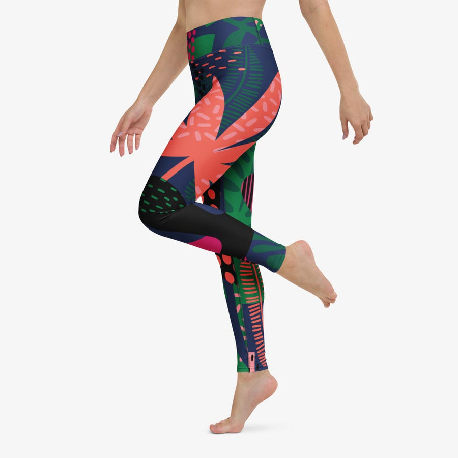 Floral Leggings "Floral Funk" (Blue, Green, Coral)