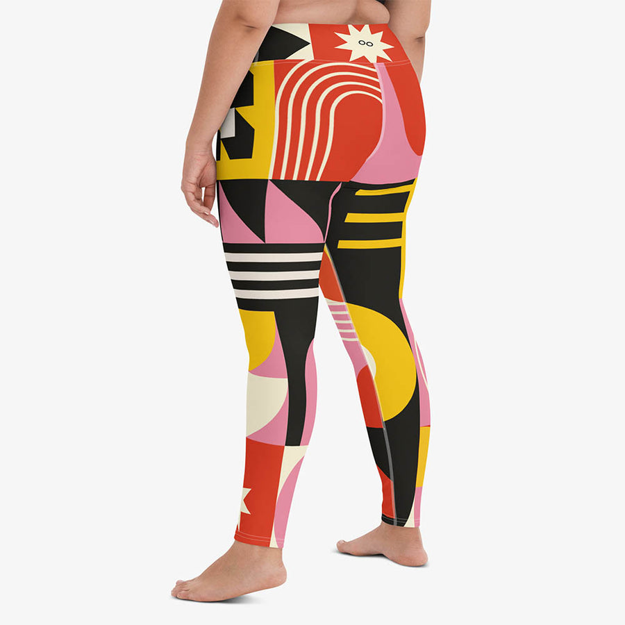 Printed Leggings "Design Delight" Orange/Yellow/Pink