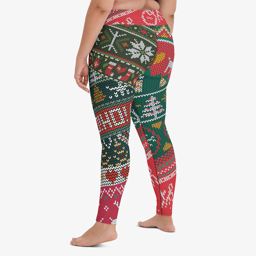 Printed Leggings "Oh! Oh! Oh!" Red/Green