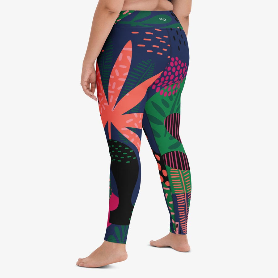 Floral Leggings "Floral Funk" (Blue, Green, Coral)