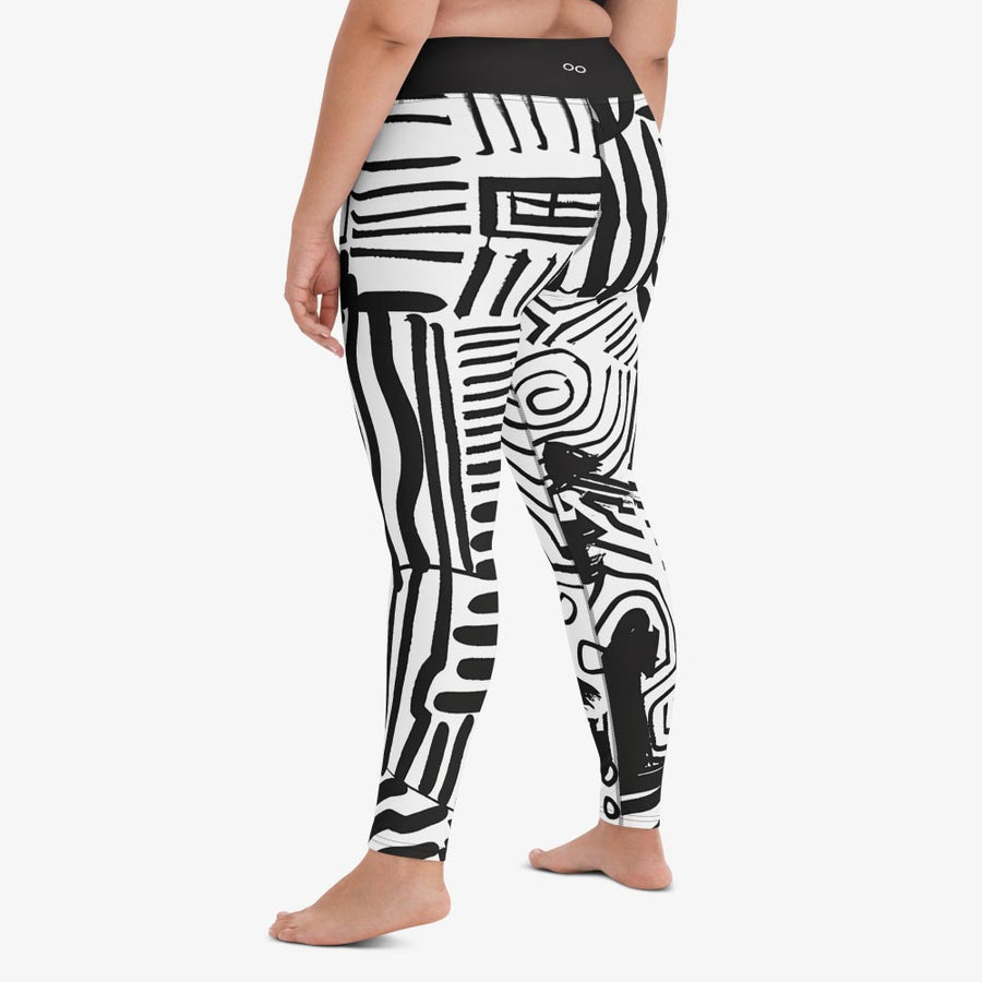 Printed Leggings "Black and Wow" Black/White