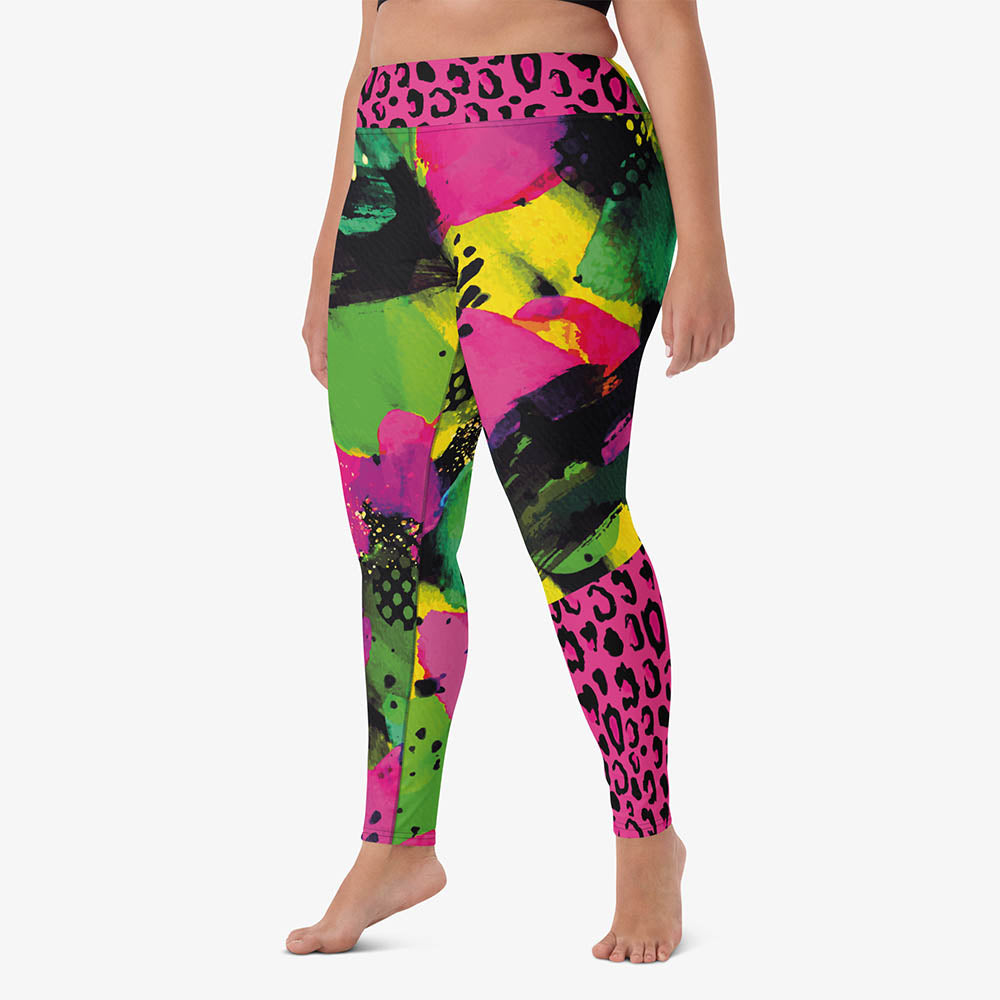 Wild Canvas Leggings – Green/Pink/Yellow