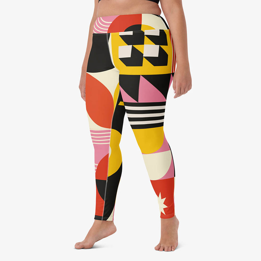 Printed Leggings "Design Delight" Orange/Yellow/Pink