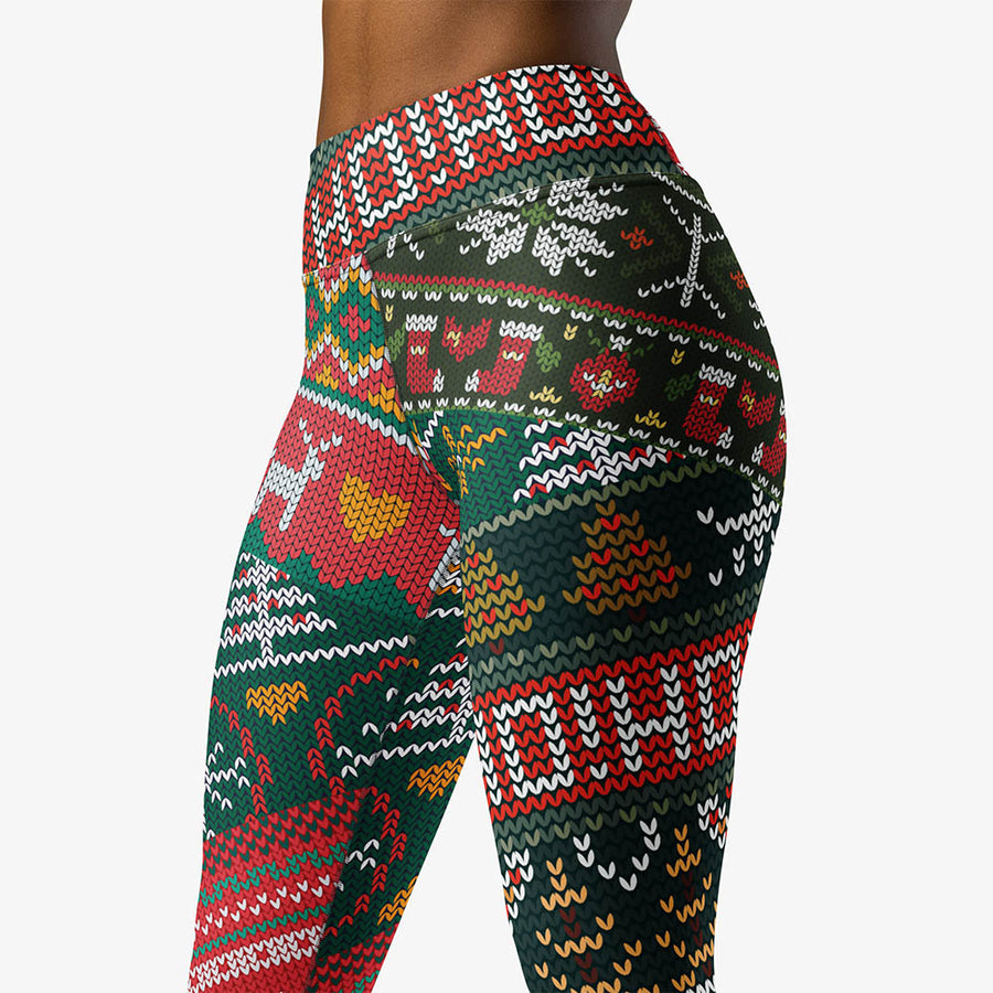 Printed Leggings "Oh! Oh! Oh!" Red/Green