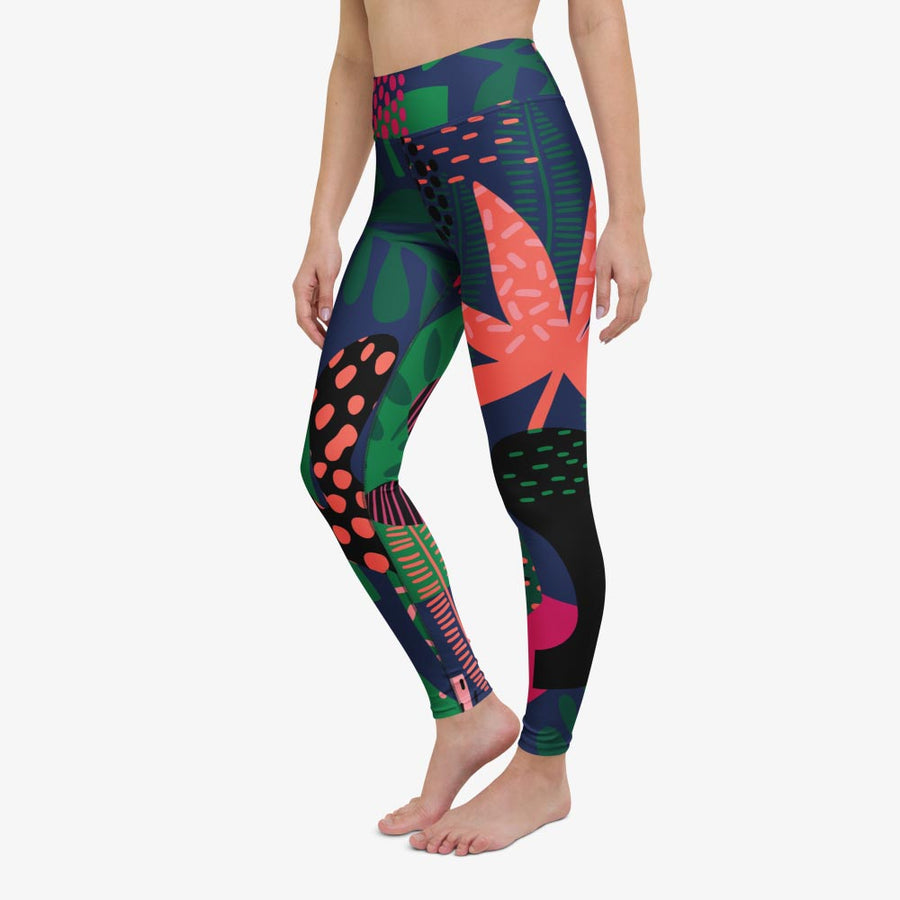 Floral Leggings "Floral Funk" (Blue, Green, Coral)