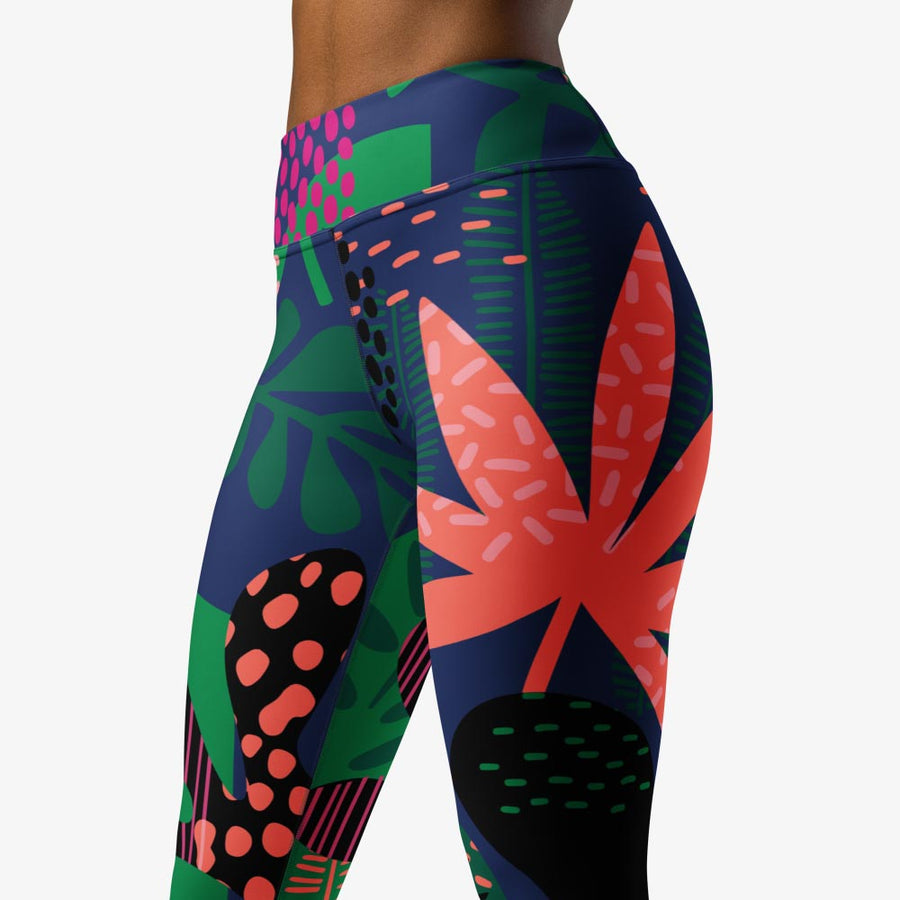 Floral Leggings "Floral Funk" (Blue, Green, Coral)