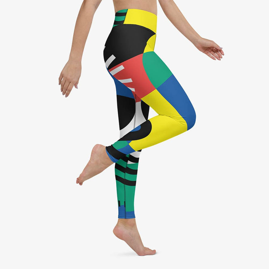 Leggings + Sports Bras "Surrealist" Yellow/Green/Blue