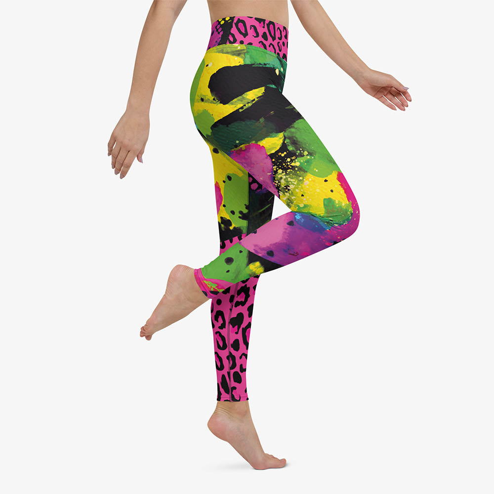 Wild Canvas Leggings – Green/Pink/Yellow