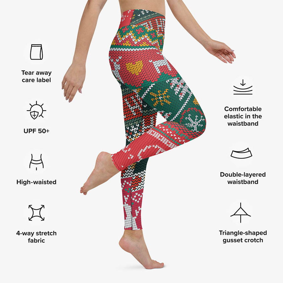 Printed Leggings "Oh! Oh! Oh!" Red/Green