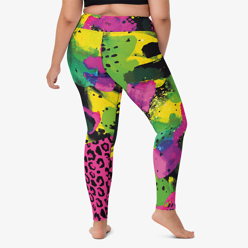 Wild Canvas Leggings – Green/Pink/Yellow
