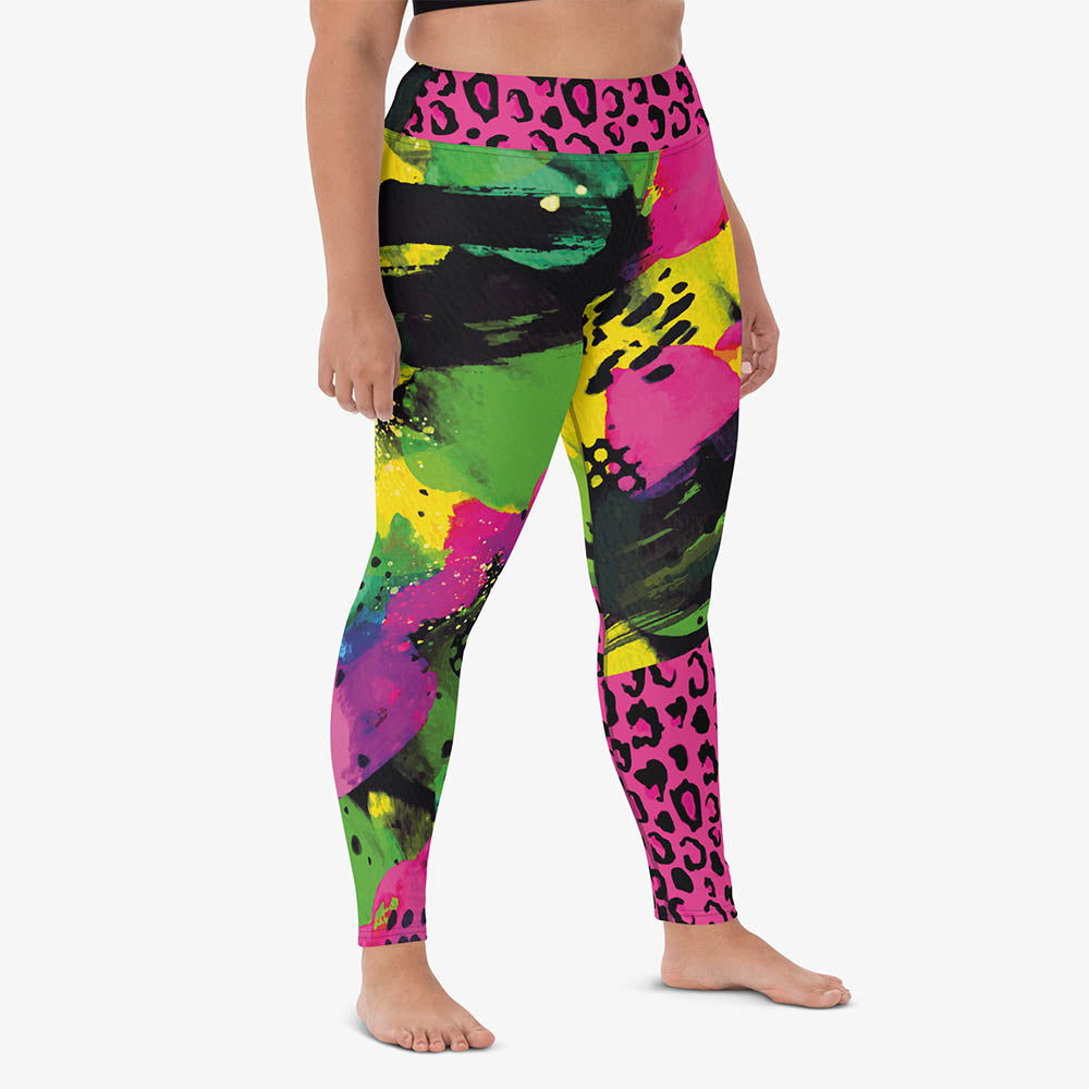 Wild Canvas Leggings – Green/Pink/Yellow