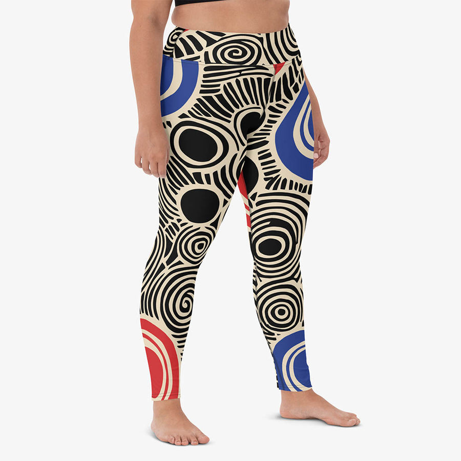 Printed Leggings "Vertigo" Black/Blue/Red