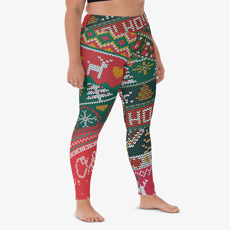 Printed Leggings "Oh! Oh! Oh!" Red/Green