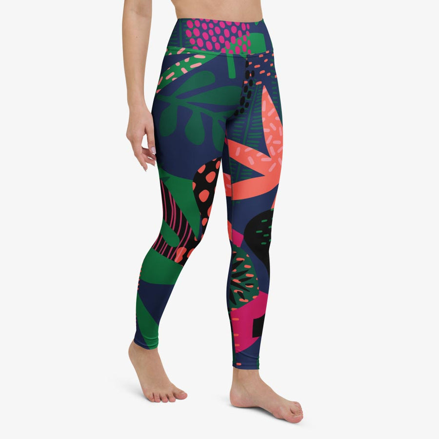 Floral Leggings "Floral Funk" (Blue, Green, Coral)
