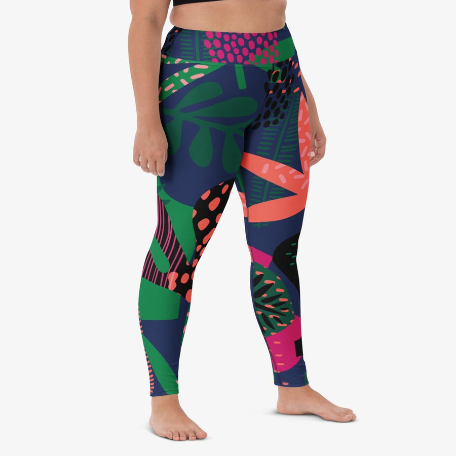 Floral Leggings "Floral Funk" (Blue, Green, Coral)