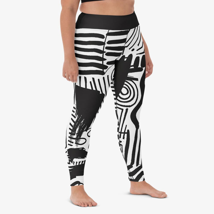 Printed Leggings "Black and Wow" Black/White
