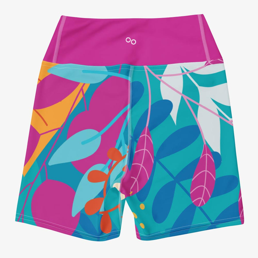 Yoga Shorts "Petal Party" Turquoise/Fuchsia