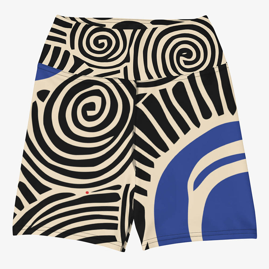 Printed Yoga Shorts "Vertigo" Black/Blue/Red