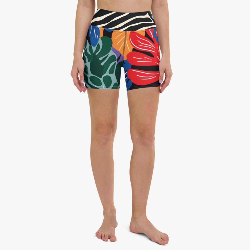 Stripes & Petals Yoga Shorts