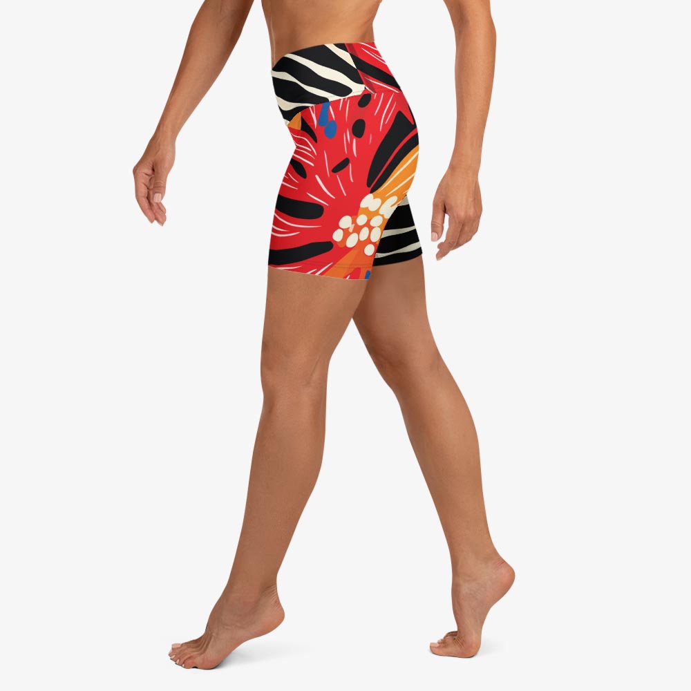 Stripes & Petals Yoga Shorts