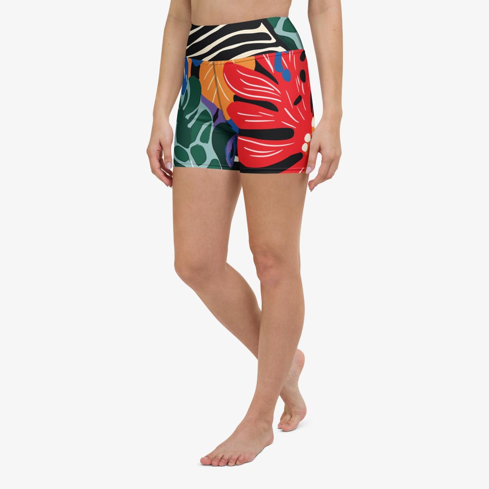 Stripes & Petals Yoga Shorts