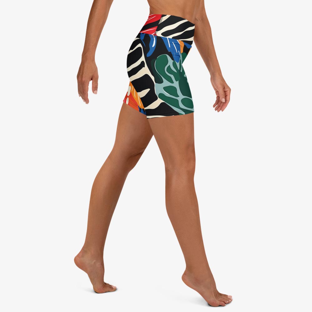 Stripes & Petals Yoga Shorts