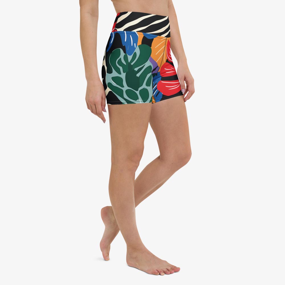 Stripes & Petals Yoga Shorts