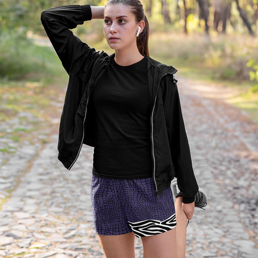 Recycled Breathy Shorts "CrocoZebra" Purple