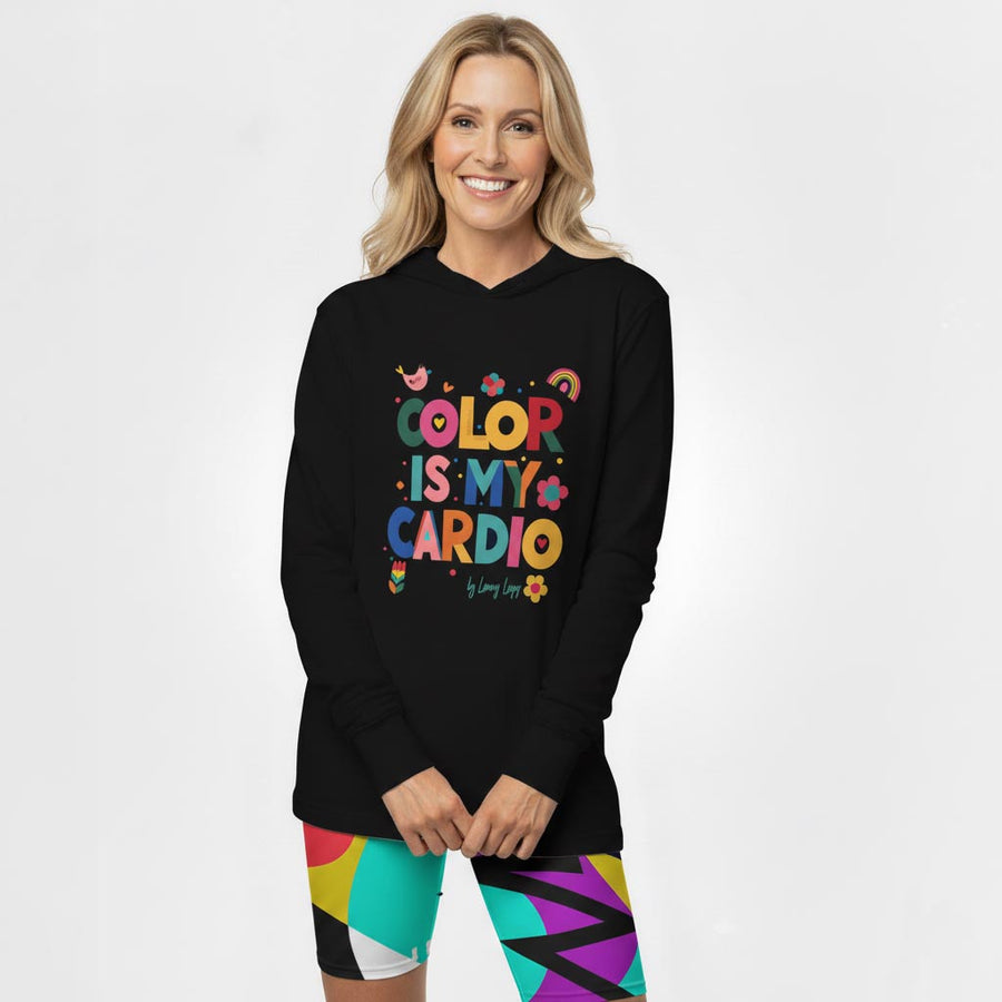 COLOR IS MY CARDIO Hooded long-sleeve tee