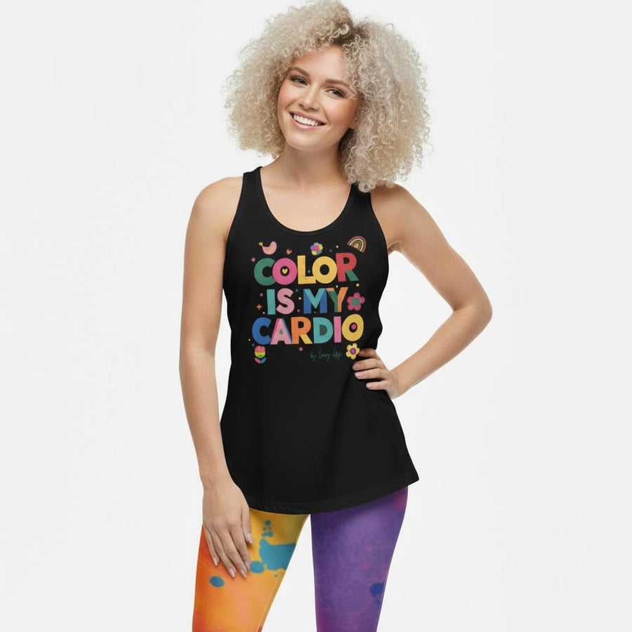 COLOR IS MY CARDIO fitted racerback tank top