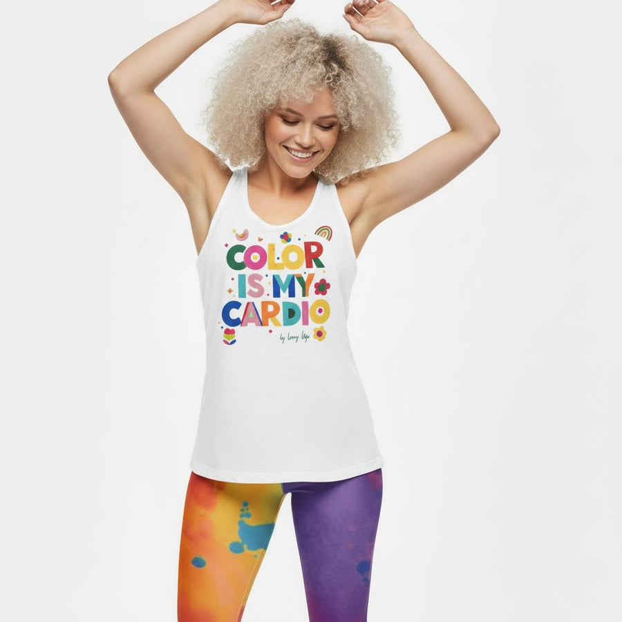 COLOR IS MY CARDIO fitted racerback tank top