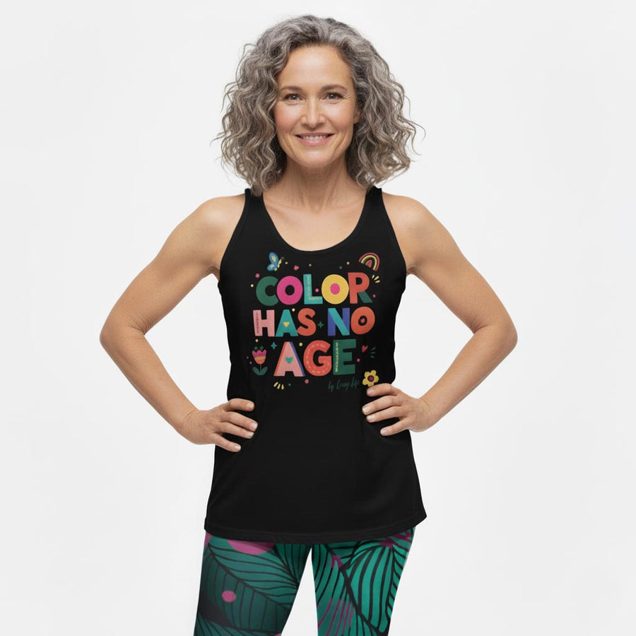 COLOR HAS NO AGE fitted racerback tank top