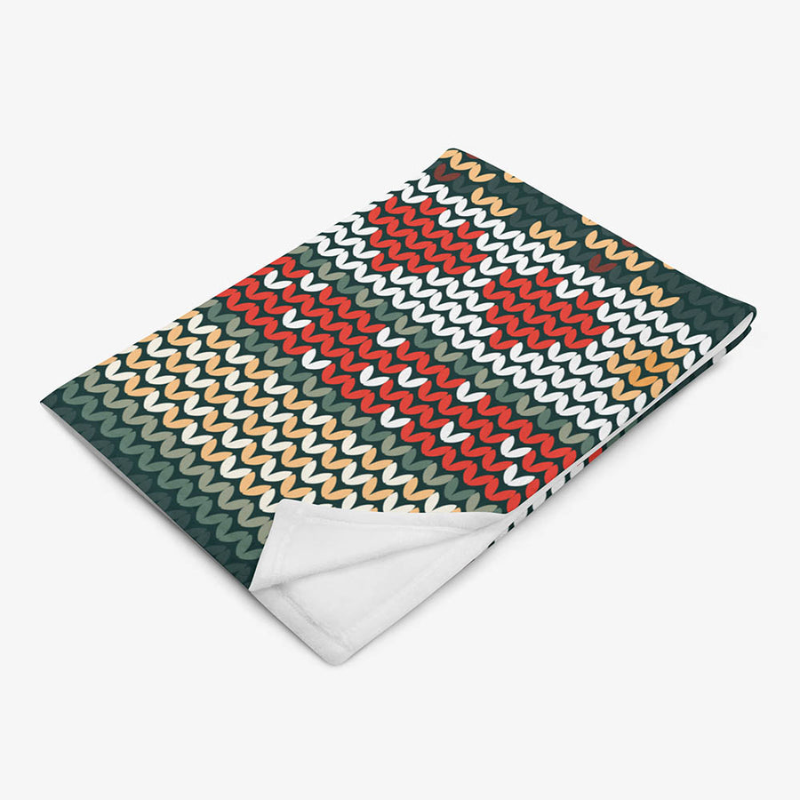 Printed Throw Blanket "Oh! Oh! Oh!" Red/Green