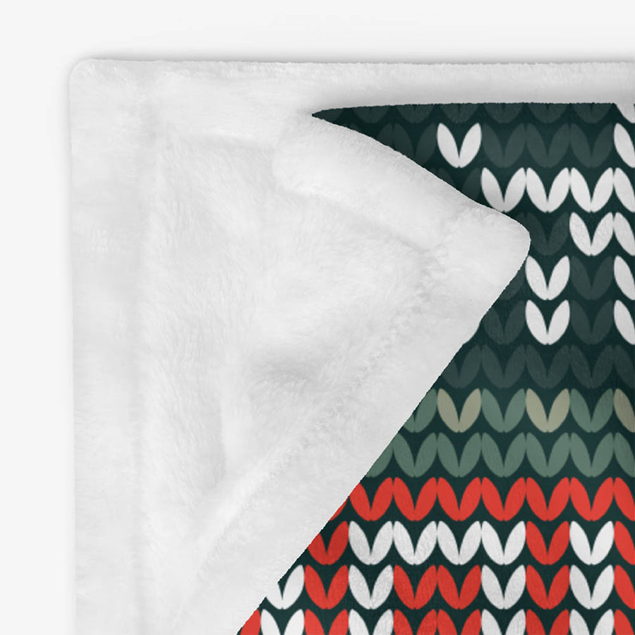 Printed Throw Blanket "Oh! Oh! Oh!" Red/Green