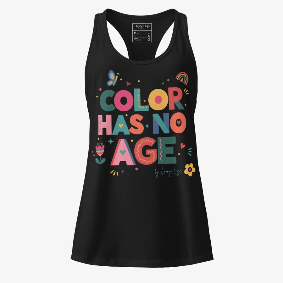 COLOR HAS NO AGE fitted racerback tank top
