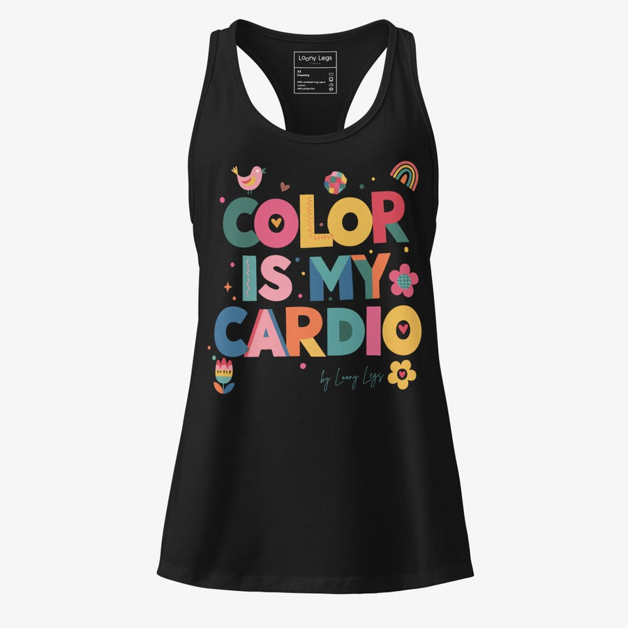 COLOR IS MY CARDIO fitted racerback tank top
