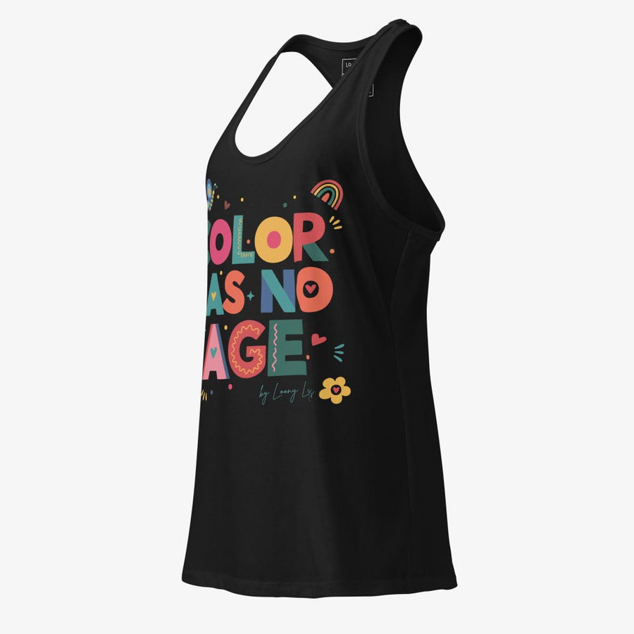 COLOR HAS NO AGE fitted racerback tank top