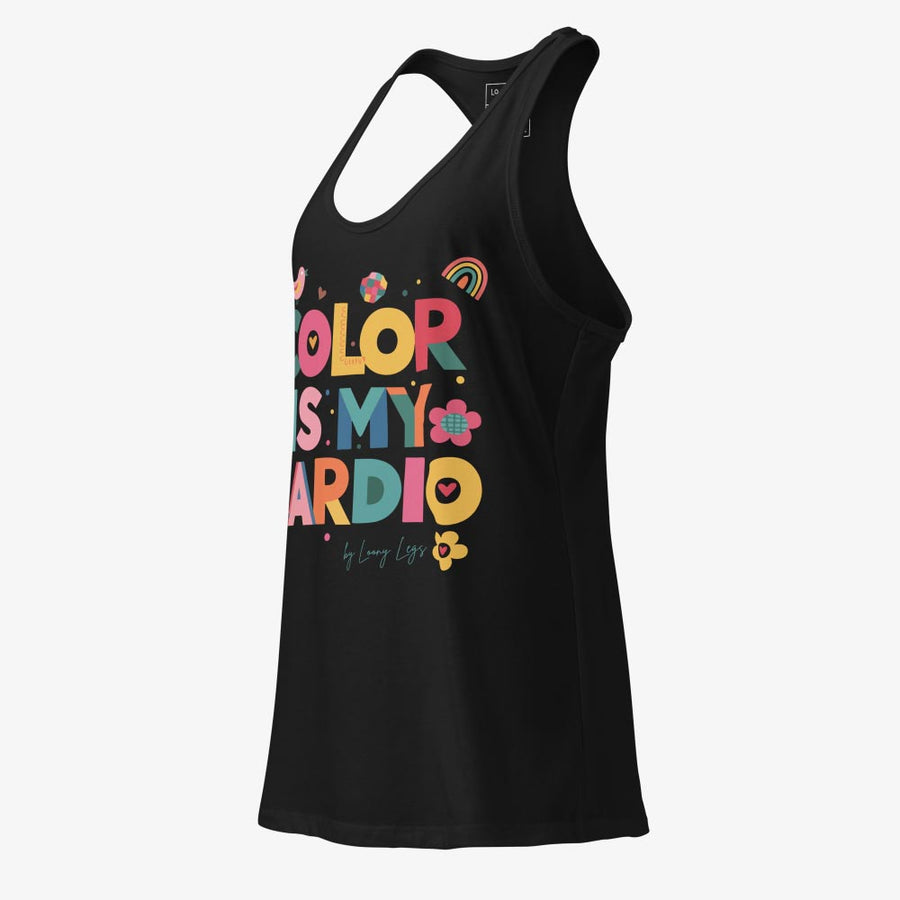 COLOR IS MY CARDIO fitted racerback tank top