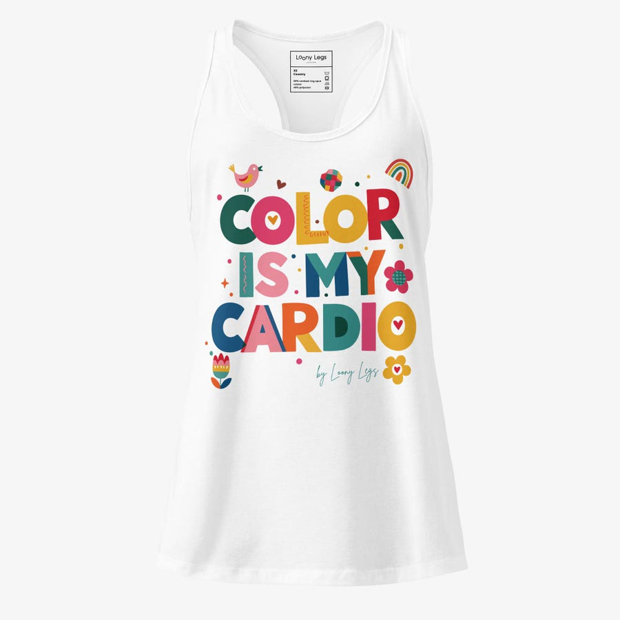 COLOR IS MY CARDIO fitted racerback tank top