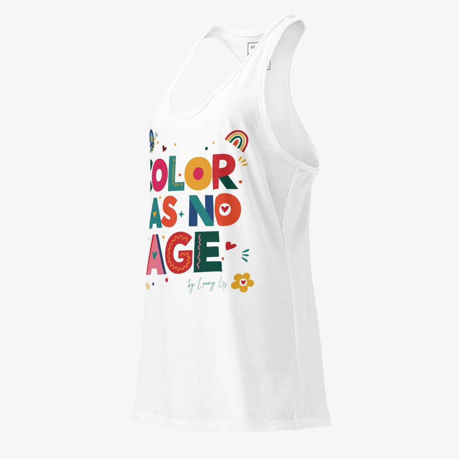 COLOR HAS NO AGE fitted racerback tank top