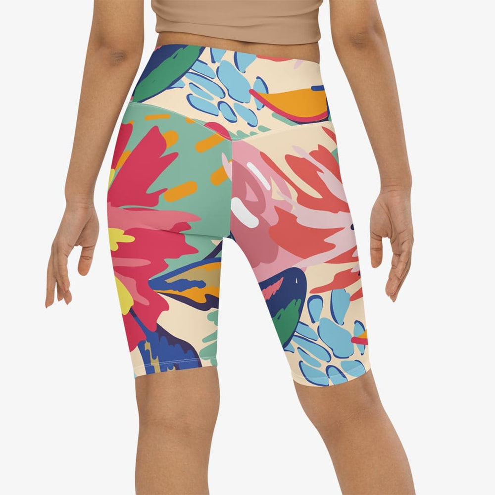 Flower Splash Biker Shorts – Red/Yellow/Blue