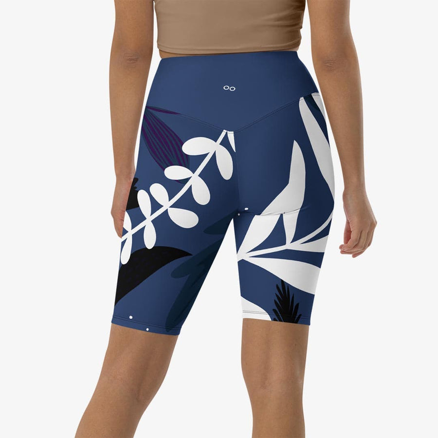 Biker Shorts "Night Garden" Blue/White