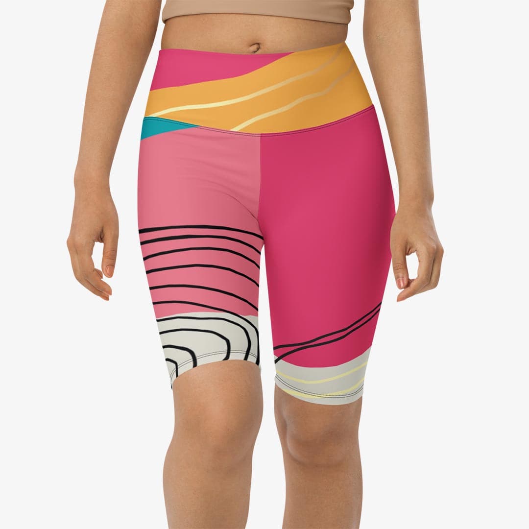Women's biker shorts in pink pattern design