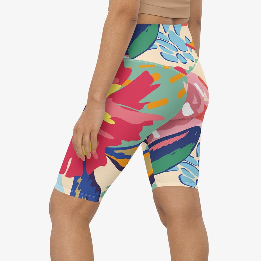 Flower Splash Biker Shorts – Red/Yellow/Blue