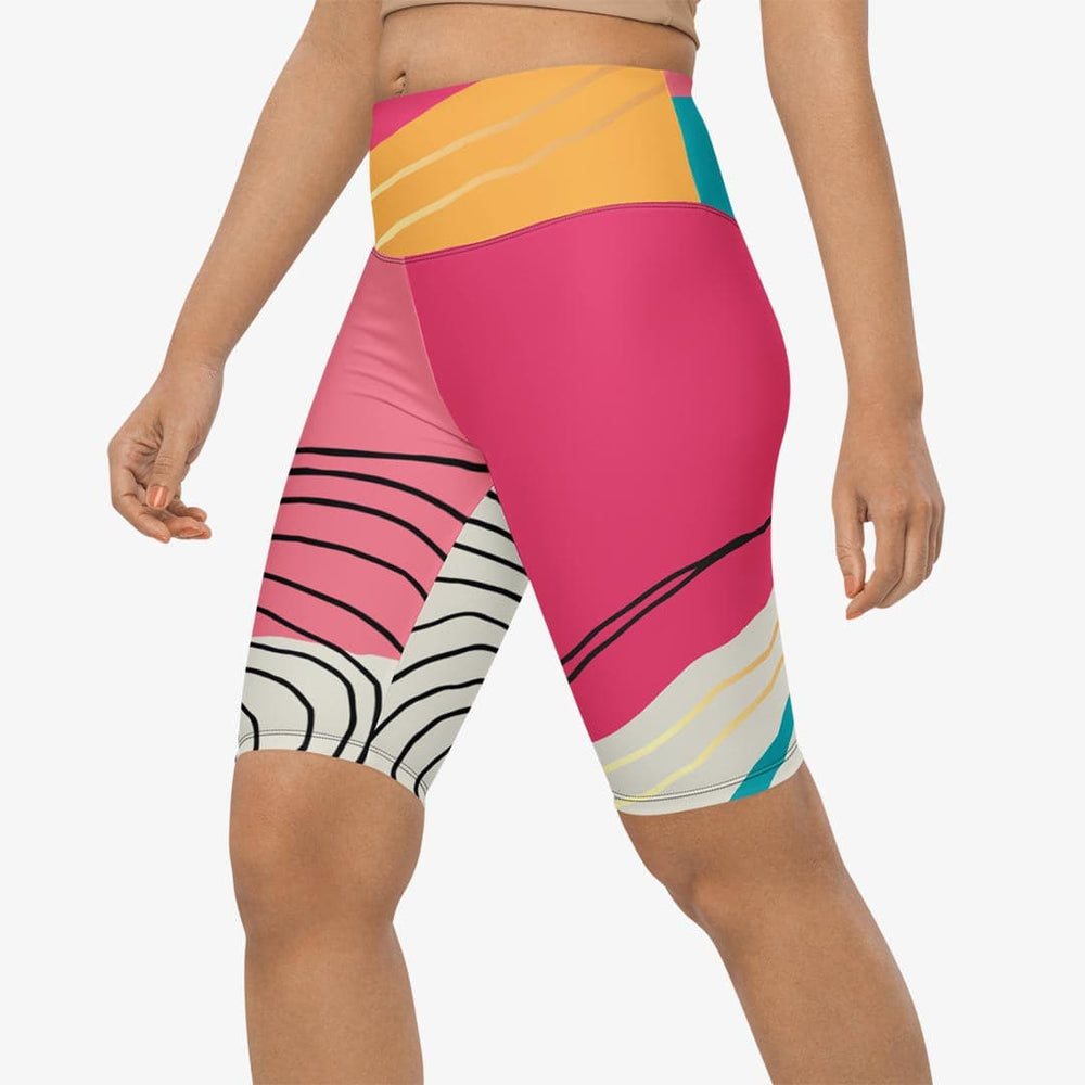 Modernist Biker Shorts – Fuchsia/Turquoise