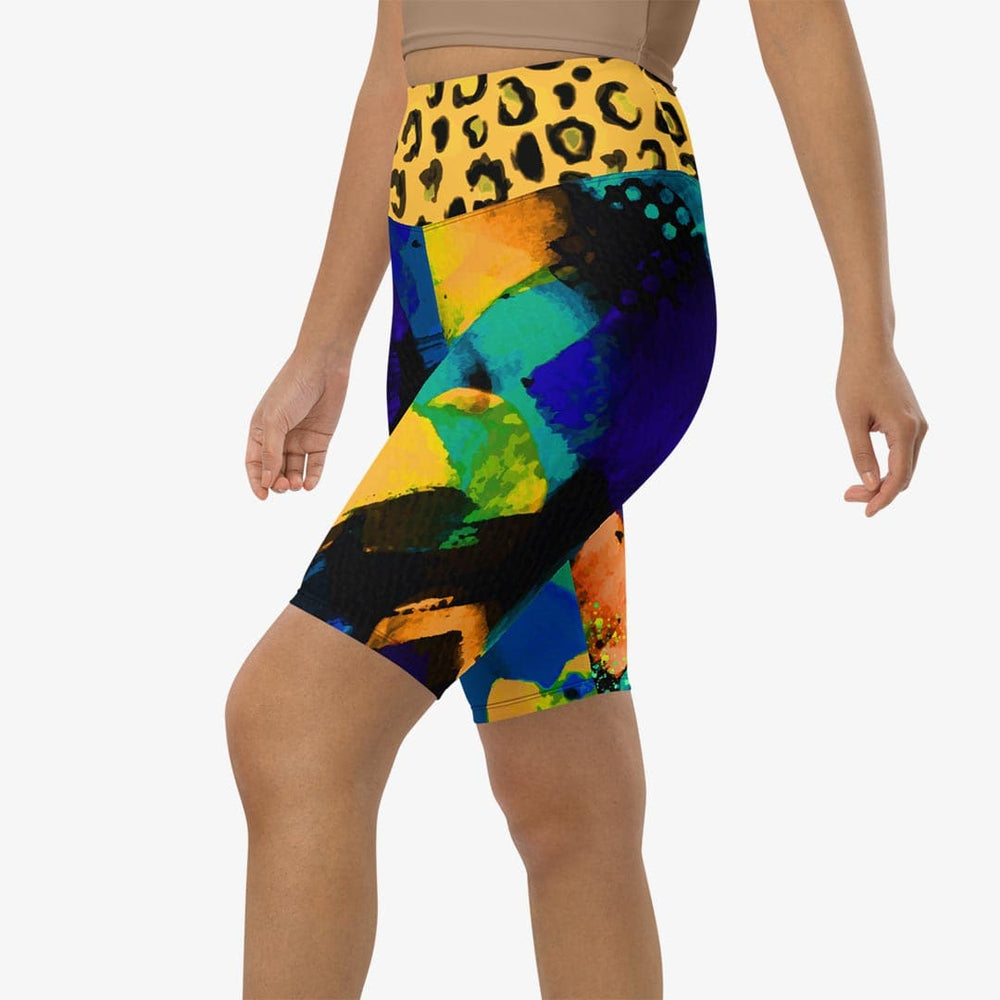 Wild Canvas Biker Shorts – Blue/Yellow