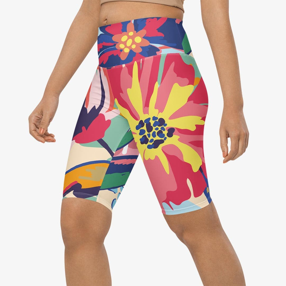 Flower Splash Biker Shorts – Red/Yellow/Blue