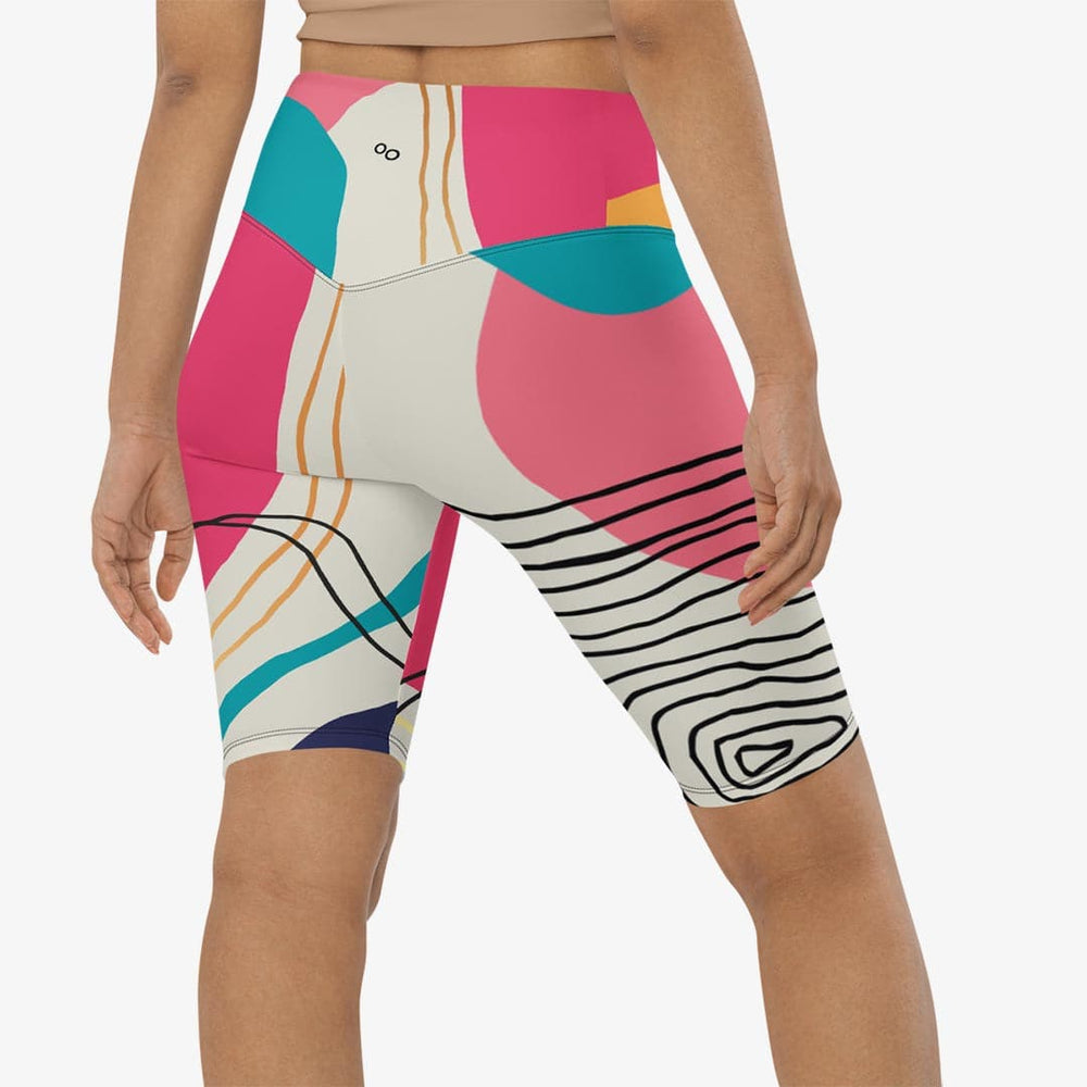 Modernist Biker Shorts – Fuchsia/Turquoise