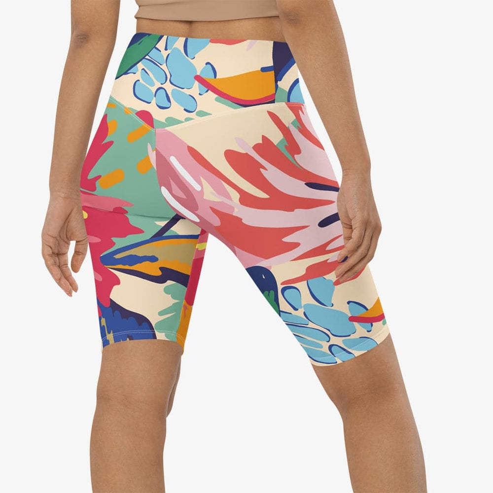 Flower Splash Biker Shorts – Red/Yellow/Blue